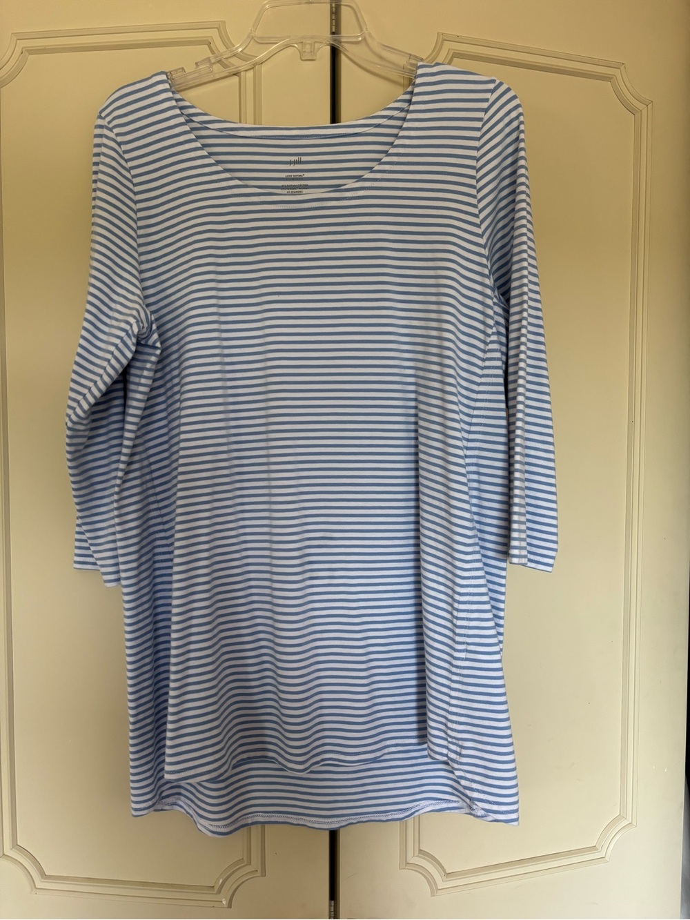 J. Jill Light Blue & White Striped Scoop Neck Tunic